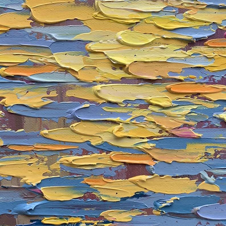 Sunrise Ocean Coastal Sea Landscape by Palette Knife detail beach art wall decor seashore Oil Paintings